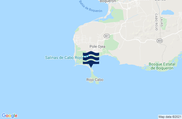 Mapa da tábua de marés em Bahia Salinas, Puerto Rico
