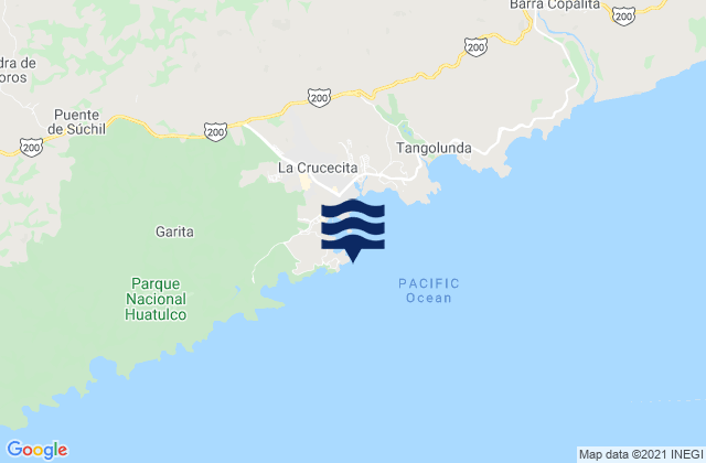 Mapa da tábua de marés em Bahia Santa Cruz, Mexico