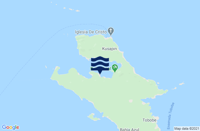 Mapa da tábua de marés em Bahía Azul, Panama