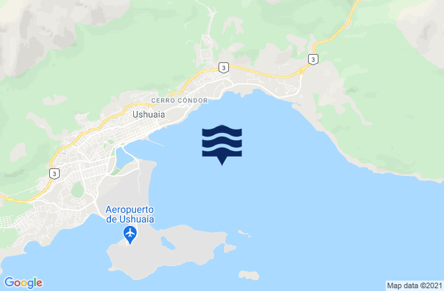 Mapa da tábua de marés em Bahía Ushuaia, Argentina