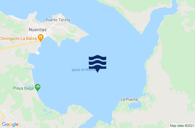 Mapa da tábua de marés em Bahía de Nuevitas, Cuba