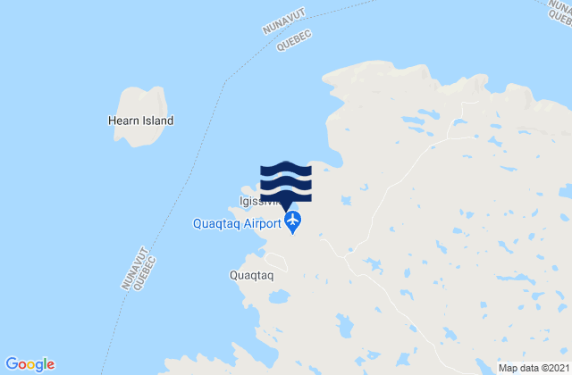 Mapa da tábua de marés em Baie Tasiujaq, Canada