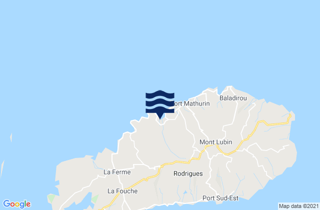 Mapa da tábua de marés em Baie aux Huîtres, Mauritius