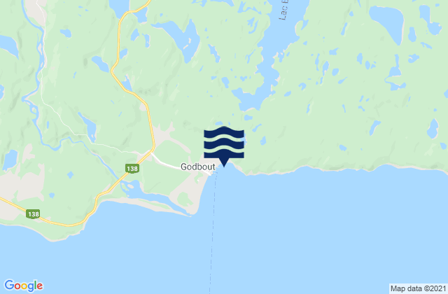Mapa da tábua de marés em Baie de Godbout, Canada