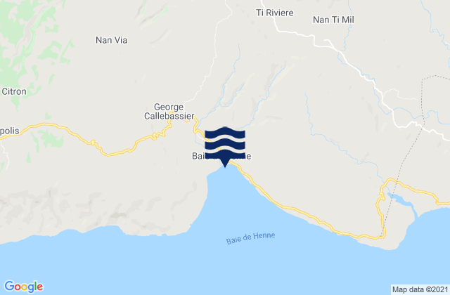 Mapa da tábua de marés em Baie de Henne, Haiti