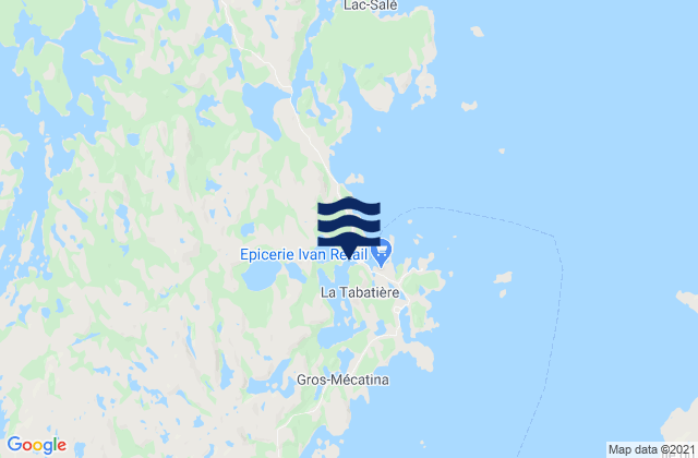 Mapa da tábua de marés em Baie de La Tabatière, Canada