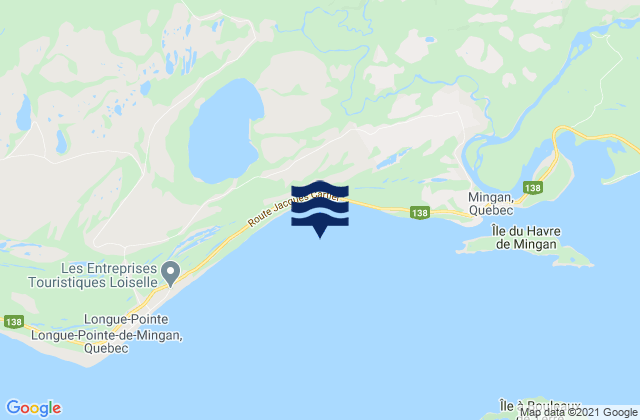 Mapa da tábua de marés em Baie de Mingan, Canada