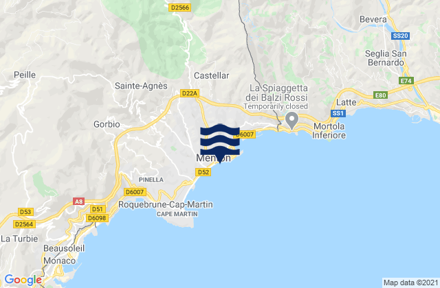 Mapa da tábua de marés em Baie du Soleil, France