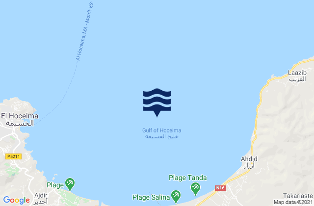 Mapa da tábua de marés em Baie d’Al Hoceïma, Morocco