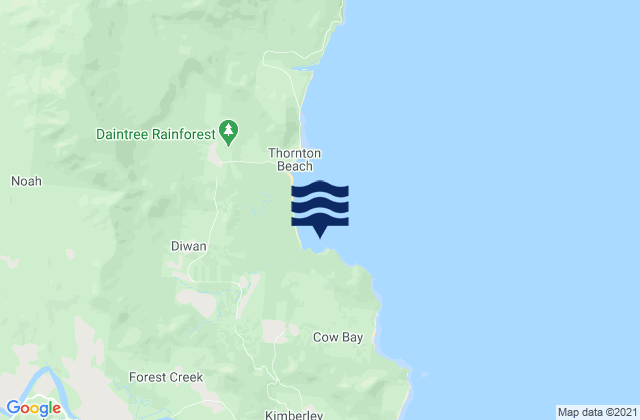 Mapa da tábua de marés em Bailay Creek, Australia