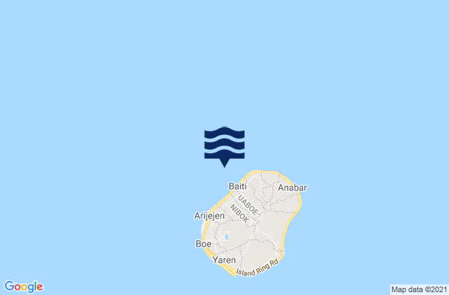 Mapa da tábua de marés em Baiti District, Nauru