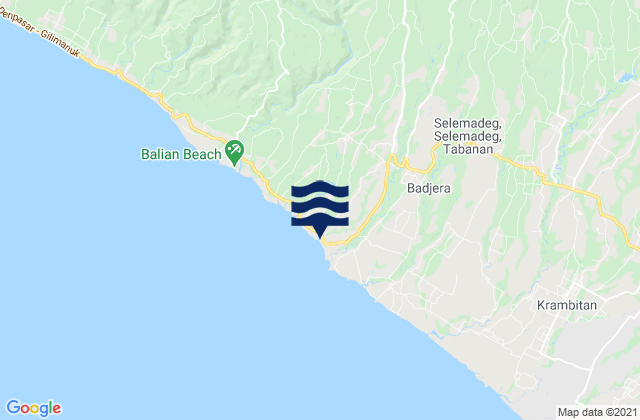 Mapa da tábua de marés em Bajera, Indonesia