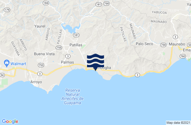 Mapa da tábua de marés em Bajo Barrio, Puerto Rico