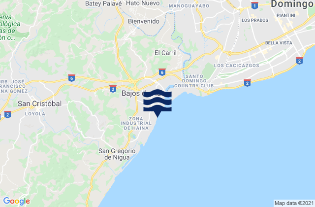 Mapa da tábua de marés em Bajos De Haina, Dominican Republic
