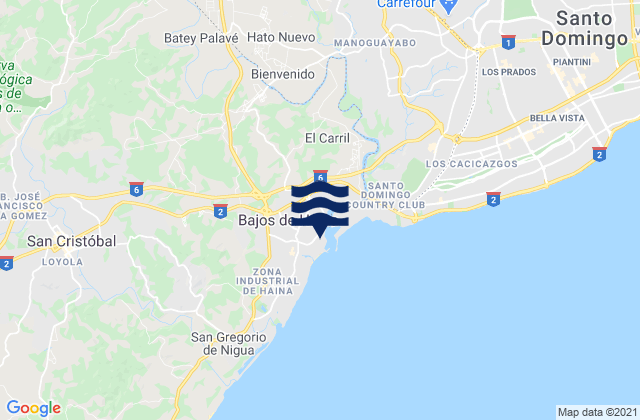 Mapa da tábua de marés em Bajos de Haina, Dominican Republic
