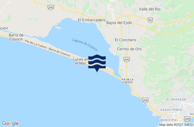 Mapa da tábua de marés em Bajos del Ejido, Mexico
