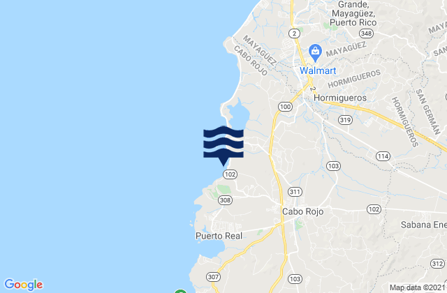 Mapa da tábua de marés em Bajura Barrio, Puerto Rico