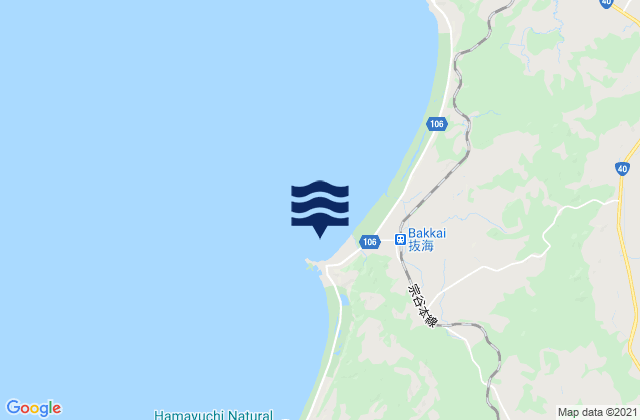 Mapa da tábua de marés em Bakkai, Japan
