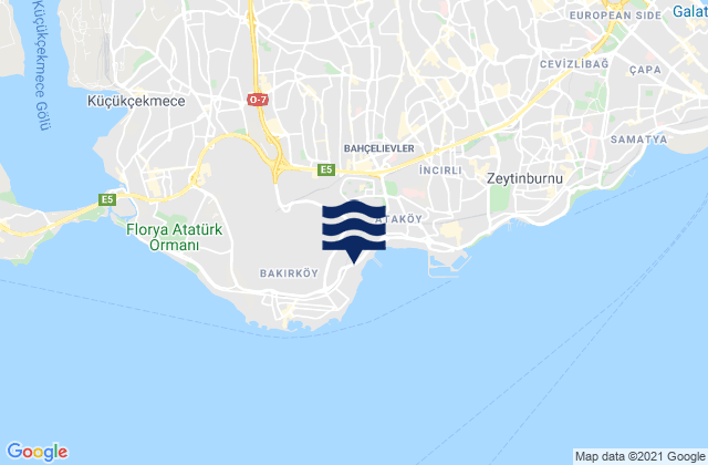 Mapa da tábua de marés em Bakırköy, Turkey