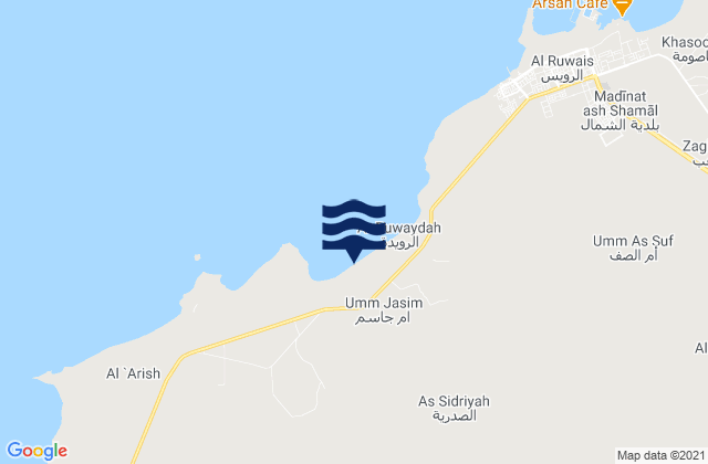 Mapa da tábua de marés em Baladīyat ash Shamāl, Qatar