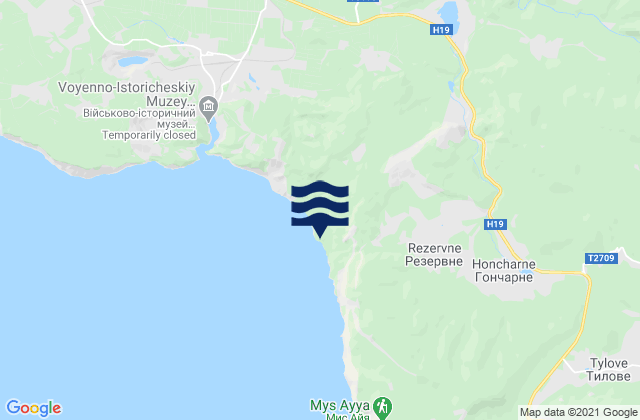 Mapa da tábua de marés em Balaklava District, Ukraine