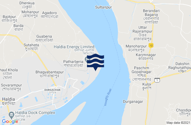 Mapa da tábua de marés em Balari Semaphore, India