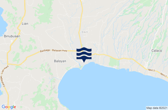 Mapa da tábua de marés em Balayan, Philippines