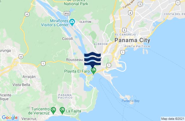 Mapa da tábua de marés em Balboa, Panama