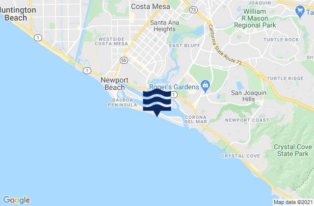 Mapa da tábua de marés em Balboa Pier (Newport Beach), United States