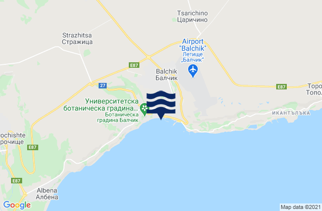 Mapa da tábua de marés em Balchik, Bulgaria