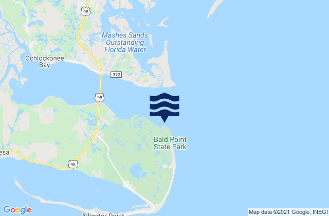 Mapa da tábua de marés em Bald Point (Ochlockonee Bay), United States