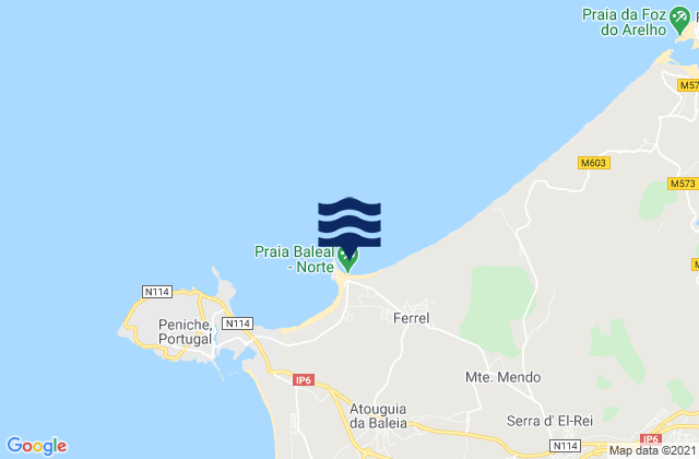 Mapa da tábua de marés em Baleal Sul, Portugal
