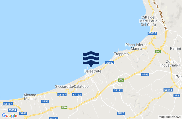 Mapa da tábua de marés em Balestrate, Italy