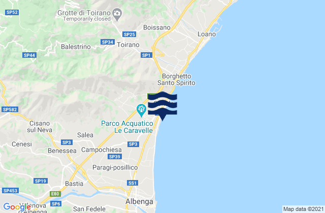 Mapa da tábua de marés em Balestrino, Italy