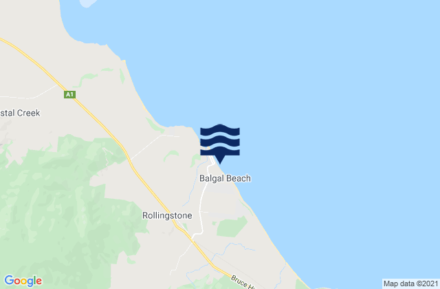 Mapa da tábua de marés em Balgal Beach, Australia