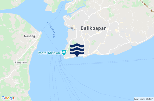 Mapa da tábua de marés em Balikpapan, Indonesia