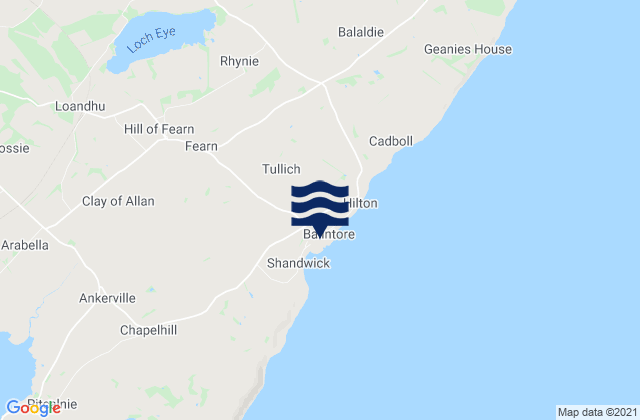 Mapa da tábua de marés em Balintore, United Kingdom