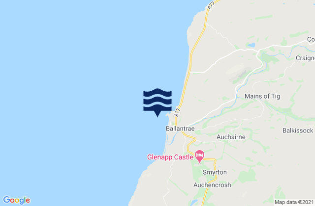 Mapa da tábua de marés em Ballantrae Bay, United Kingdom