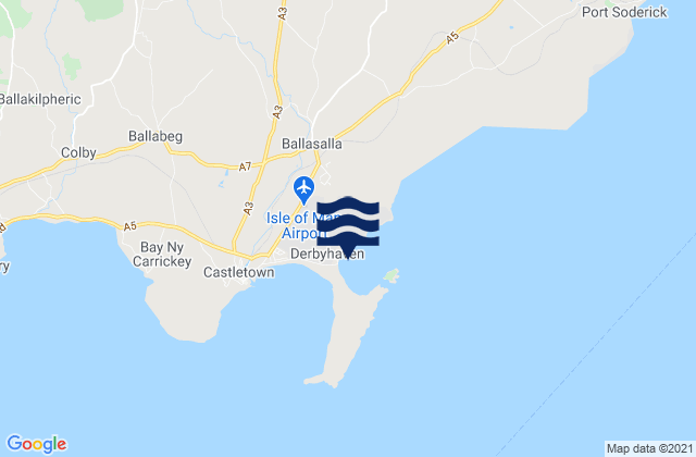 Mapa da tábua de marés em Ballasalla, Isle of Man