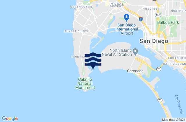Mapa da tábua de marés em Ballast Point San Diego Bay, United States