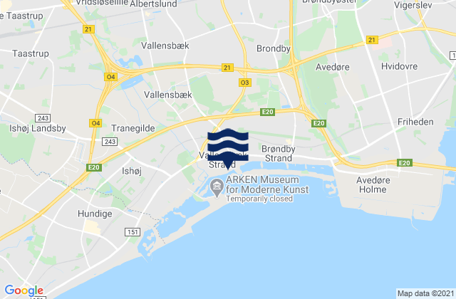 Mapa da tábua de marés em Ballerup, Denmark