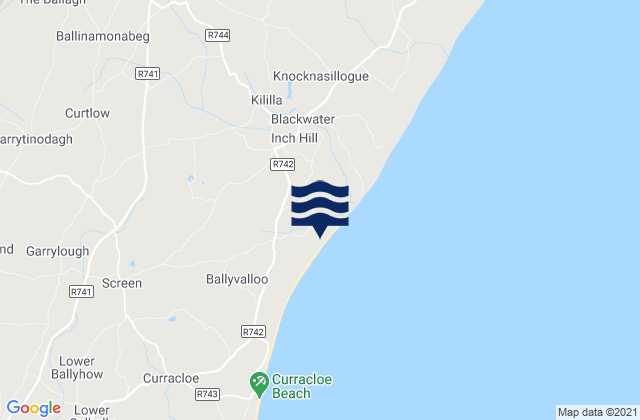 Mapa da tábua de marés em Ballinroad, Ireland