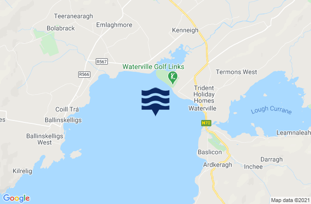 Mapa da tábua de marés em Ballinskelligs Bay, Ireland