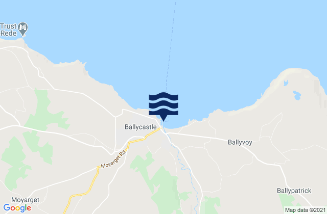 Mapa da tábua de marés em Ballycastle Bay, United Kingdom