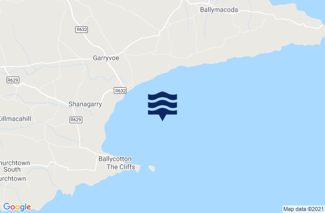 Mapa da tábua de marés em Ballycotton Bay, Ireland