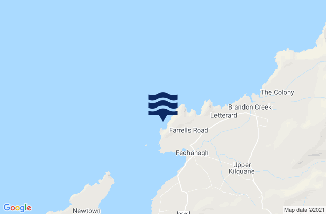Mapa da tábua de marés em Ballydavid Head, Ireland