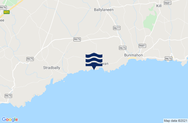 Mapa da tábua de marés em Ballydowane Bay, Ireland