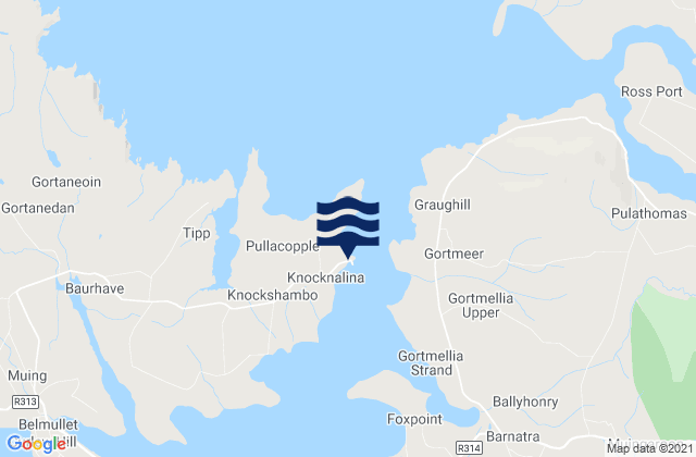 Mapa da tábua de marés em Ballyglass, Ireland