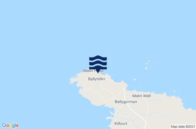 Mapa da tábua de marés em Ballyhillin, Ireland