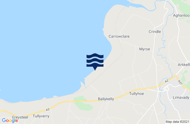 Mapa da tábua de marés em Ballykelly, United Kingdom